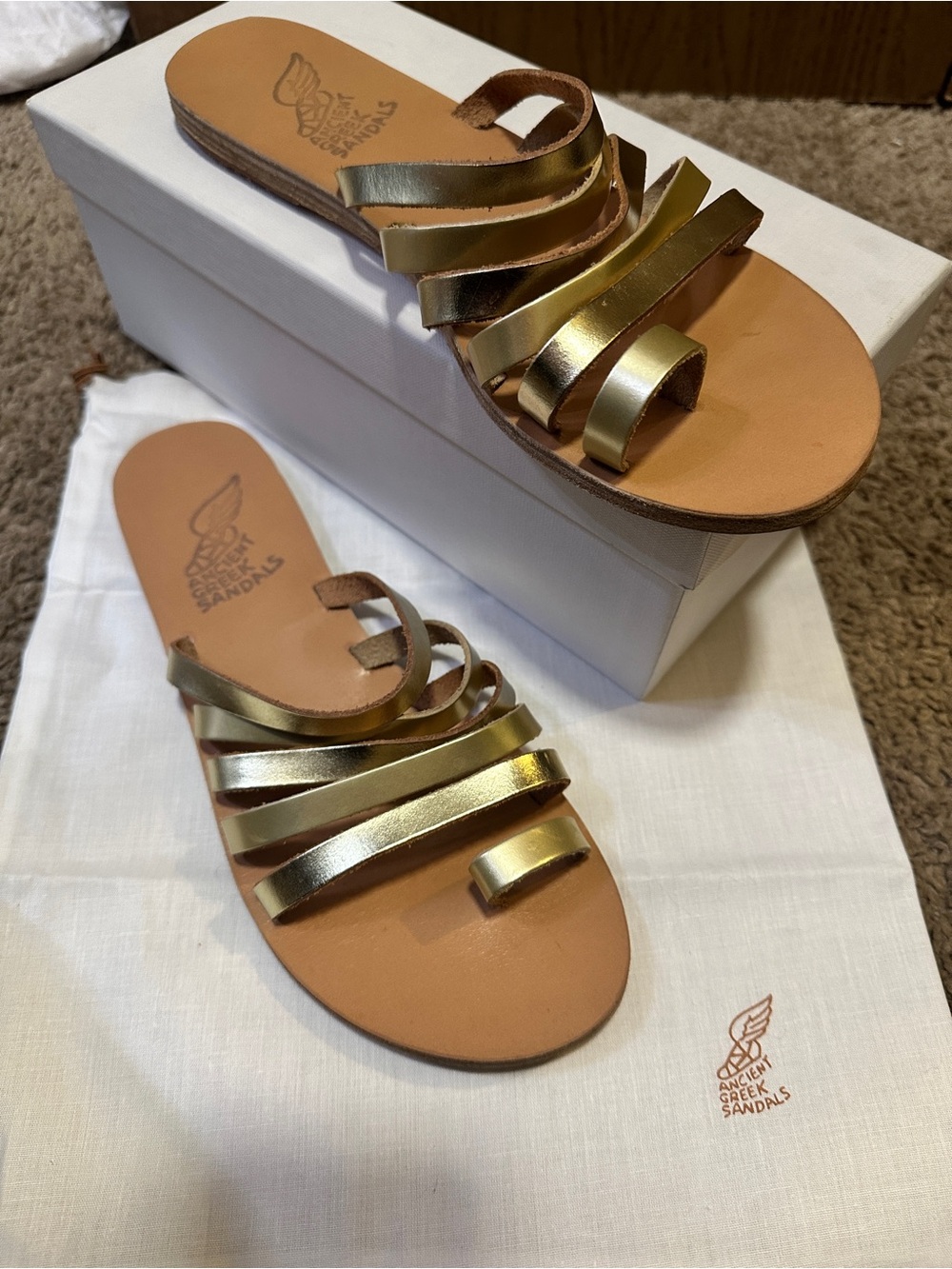 Ancient Greek Sandals Niki Metallic Multi-Strap Slide Sandals - Picture 3 of 10